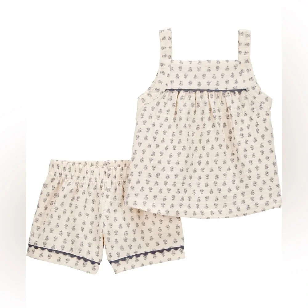 Carter’s Adorable Cream and Grey Floral Print Set 2 Piece